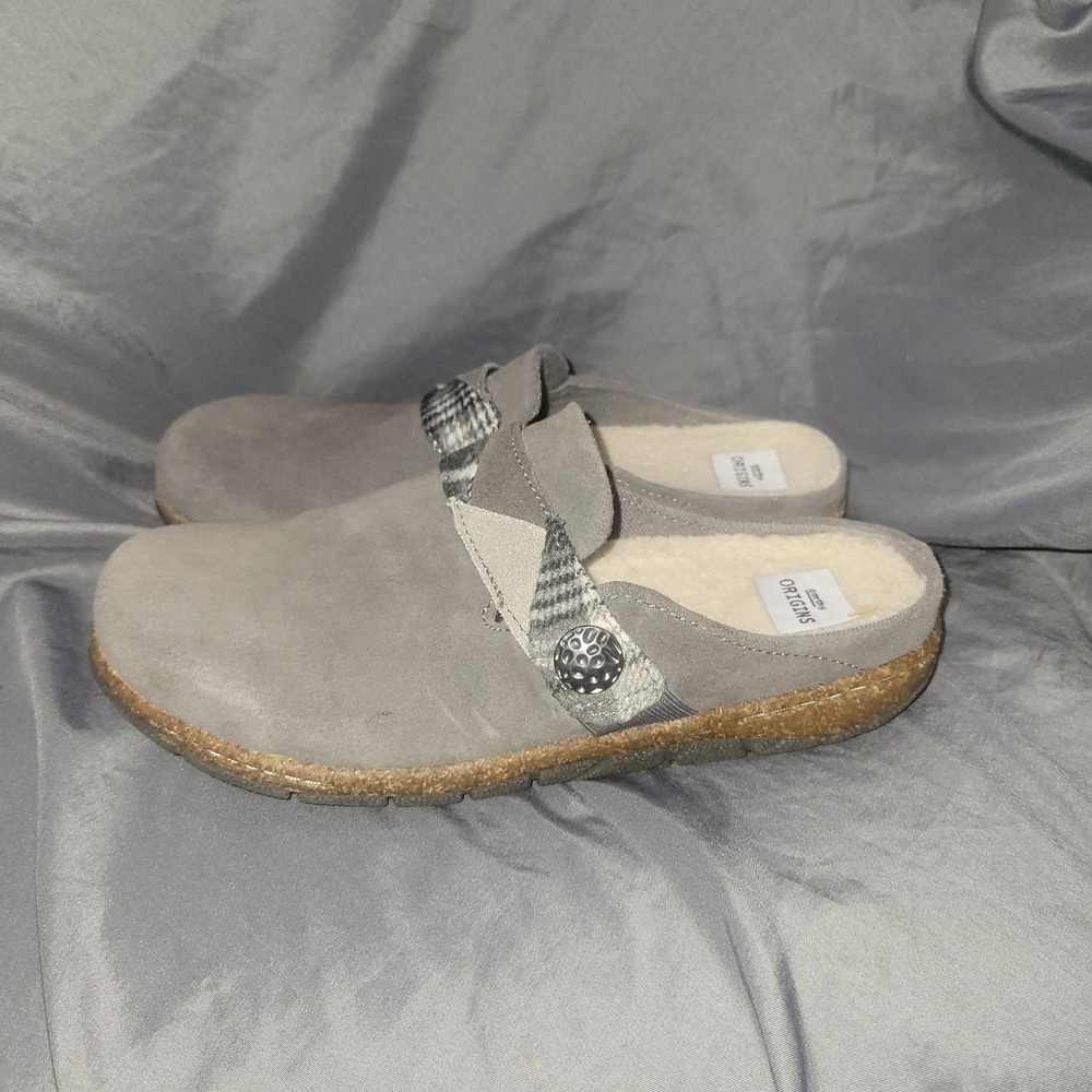 Earth Origins Warm Lined Suede Clogs Eloise Gray Brick Size 9 wide